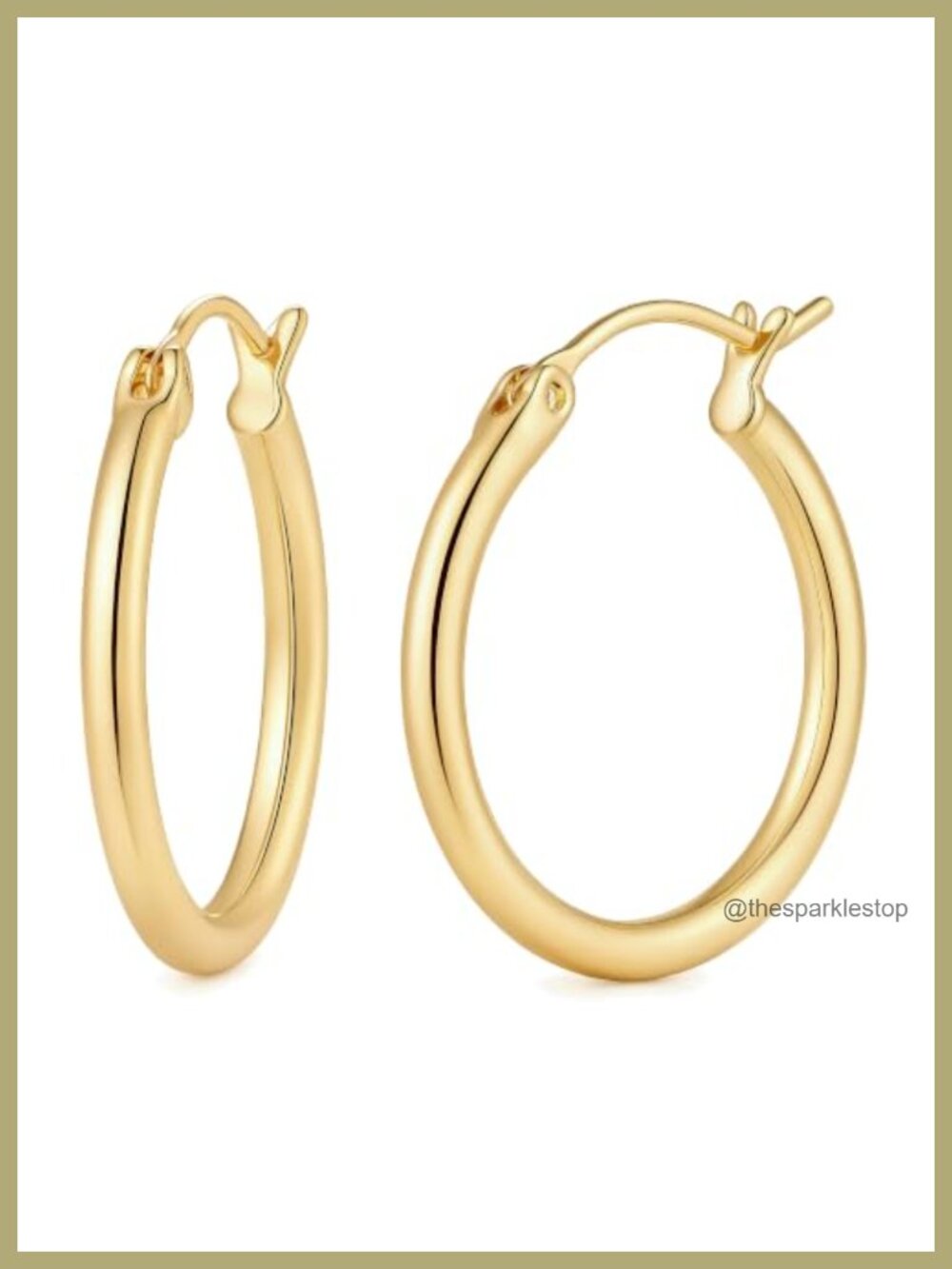 14K Gold Plated Thin Hoop Earrings for Women, 6 Sizes 20-70mm